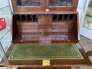 Georgian style antique walnut bureau bookcase - 3