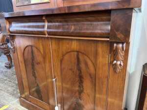 Victorian flame mahogany bookcase - 6