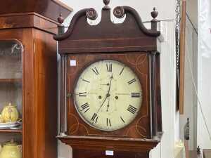 George III oak and mahogany longcase clock, late 18th century - 2