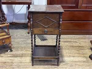 Jacobean style oak sewing table