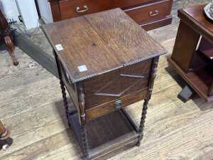 Jacobean style oak sewing table - 2