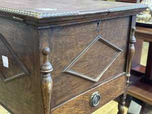 Jacobean style oak sewing table - 6