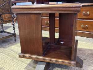 Mahogany revolving bookcase side table - 2