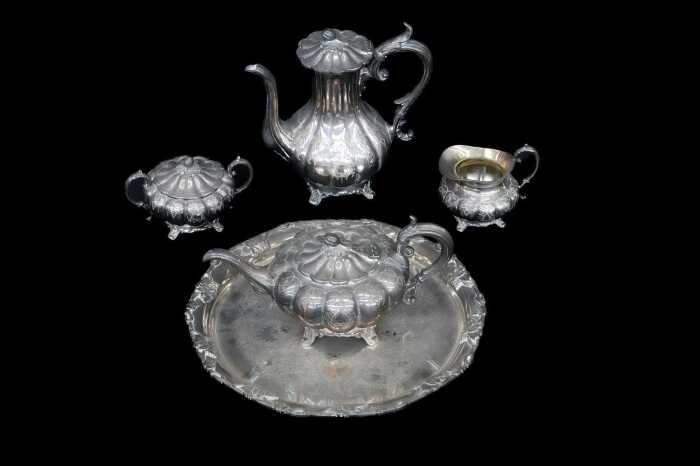 Victorian James Dixon and Sons silver plated four piece tea and coffee service