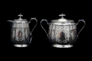 Antique Walker and Hall silver plated three piece tea service - 4