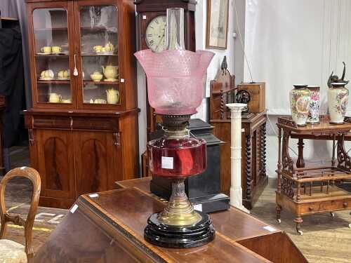 Antique twin burner kerosene lamp