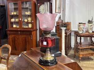 Antique twin burner kerosene lamp