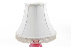 Mary Gregory style cranberry glass lamped vase, together with two glasses - 2