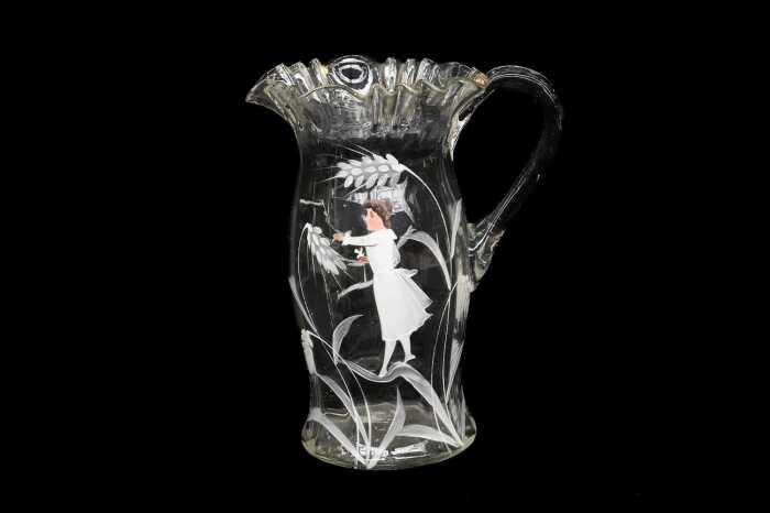 Antique Mary Gregory glass lemonade jug