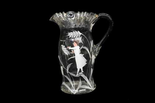 Antique Mary Gregory glass lemonade jug