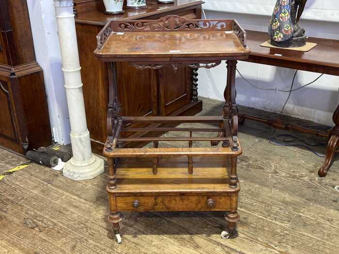 Victorian burr walnut music canterbury