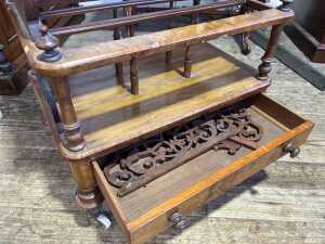 Victorian burr walnut music canterbury - 3
