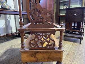 Victorian burr walnut music canterbury - 6