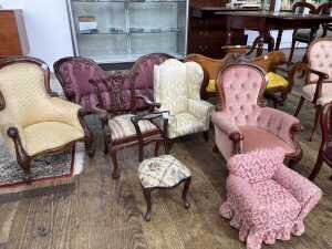 Collection of eleven reproduction miniature doll chairs and sofas - 2