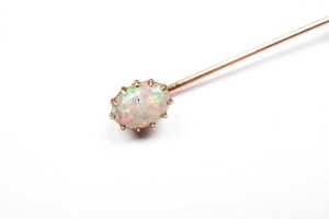 An antique opal tie pin and stick pin in 15 and 9 carat yellow gold - 4