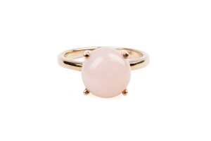A pink opal ring in 9 carat yellow gold - 2