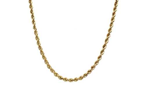 A rope link necklace in 9 carat yellow gold
