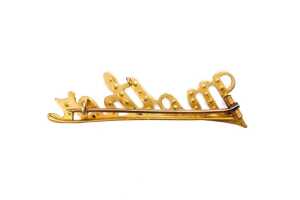 An antique seed pearl "Mother" brooch in 9 carat yellow gold - 2