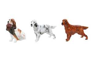 Three Royal Doulton Spaniel dog figures