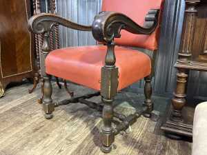 Jacobean style oak high back armchair - 2
