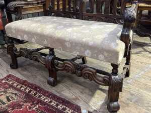 Jacobean style walnut two seat settee - 3
