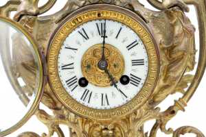 19th century French Louis XV style three piece clock and garniture set - 2