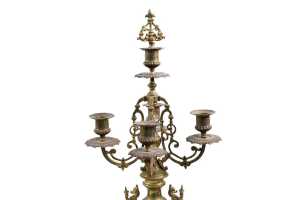 19th century French Louis XV style three piece clock and garniture set - 4