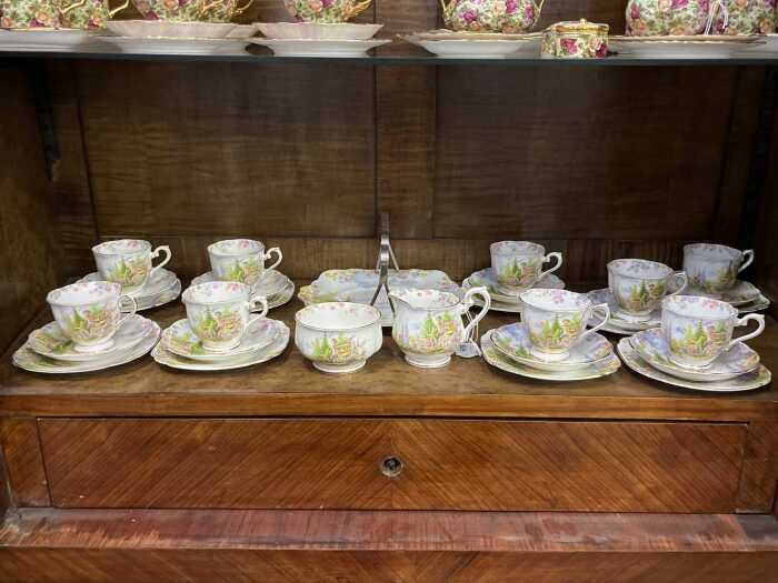 Antique Royal Albert 'Kentish Rookery' tea setting for nine