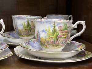 Antique Royal Albert 'Kentish Rookery' tea setting for nine - 2