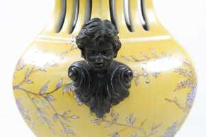 French style yellow ceramic urn - 3
