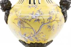 French style yellow ceramic urn - 5