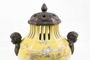 French style yellow ceramic urn - 6