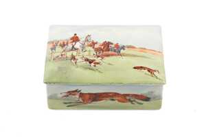 Royal Doulton 'Fox Hunting' porcelain series ware cigarette box with set of four ashtrays - 2