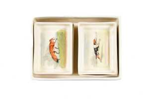 Royal Doulton 'Fox Hunting' porcelain series ware cigarette box with set of four ashtrays - 4