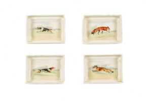 Royal Doulton 'Fox Hunting' porcelain series ware cigarette box with set of four ashtrays - 3