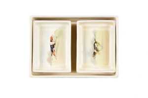 Royal Doulton 'Fox Hunting' porcelain series ware cigarette box with set of four ashtrays - 4