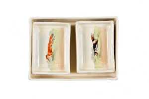 Royal Doulton 'Fox Hunting' porcelain series ware cigarette box with set of four ashtrays - 4