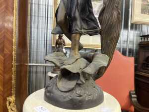 Art Nouveau cast bronze sculpture of a fairy standing on a flower - 3
