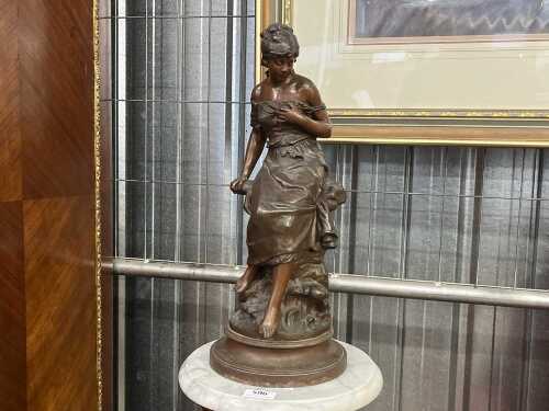 After Auguste Moreau, antique cast spelter figure of a lady