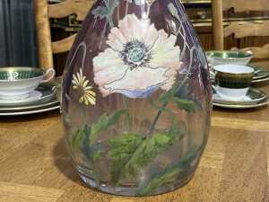 Art Nouveau style jack-in-the-pulpit purple and clear glass vase attributed to Francois-Theodore Legras - 3