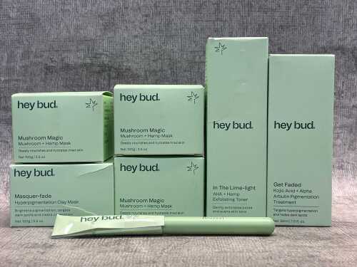 Group of Hey Bud beauty products