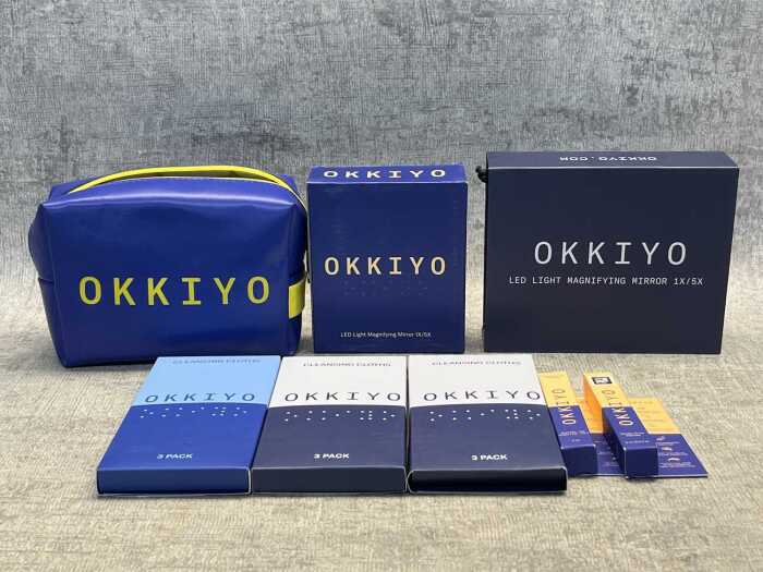 Group of Okkiyo beauty products