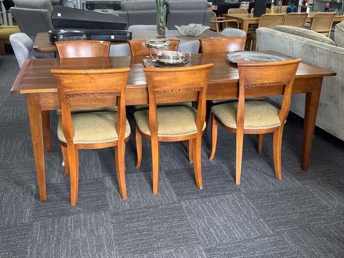French style seven-piece timber dining suite