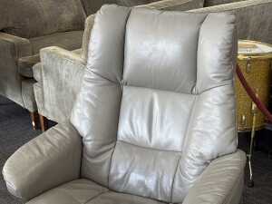 IMG grey leather swivel recliner with footstool - 2
