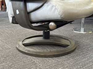 IMG grey leather swivel recliner with footstool - 3
