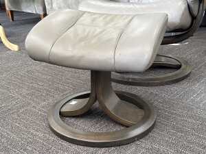 IMG grey leather swivel recliner with footstool - 5