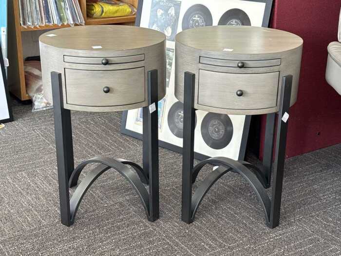 Pair of modern grey and black bedside tables