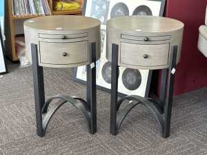 Pair of modern grey and black bedside tables