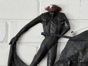 Mid-century Matador and bull pressed metal wall sculpture - 2
