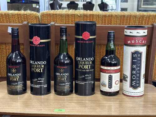 Three bottles of fortified wine, including port